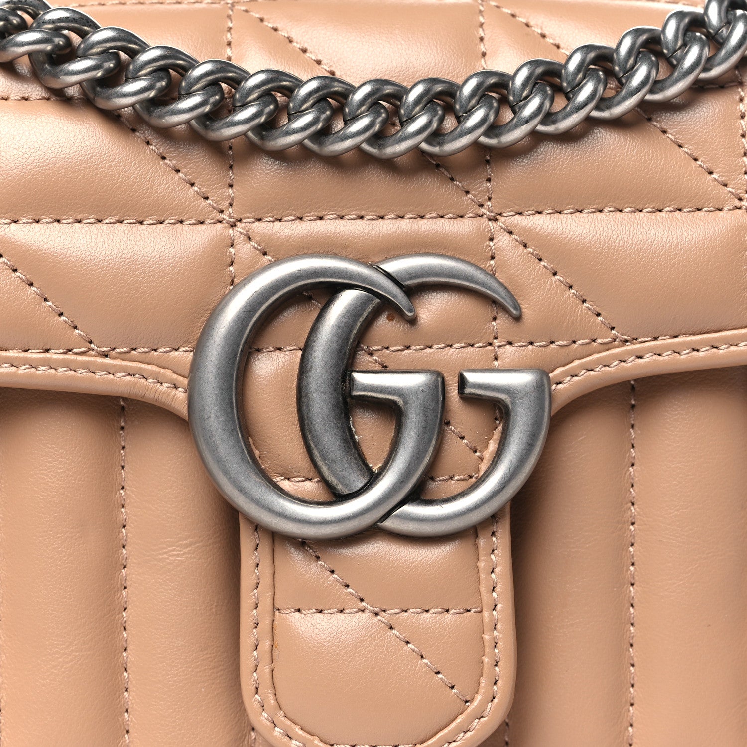 Gucci Calfskin Matelasse Aria Mini GG Marmont Shoulder Bag Camelia 8 of 12