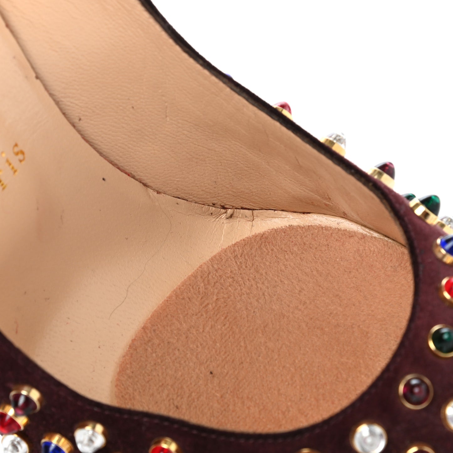 Veau Velours Specchio Follies Cabo 100 Pumps 39 Lie De Vin Multi Gold