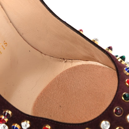 Christian Louboutin Veau Velours Specchio Follies Cabo 100 Pumps 39 Lie De Vin Multi Gold 6 of 11