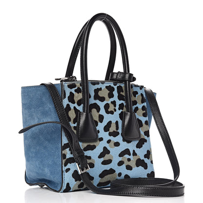 Prada Calf Hair Suede Leopard Print Mini Twin Pocket Tote Mare Black 3 of 12