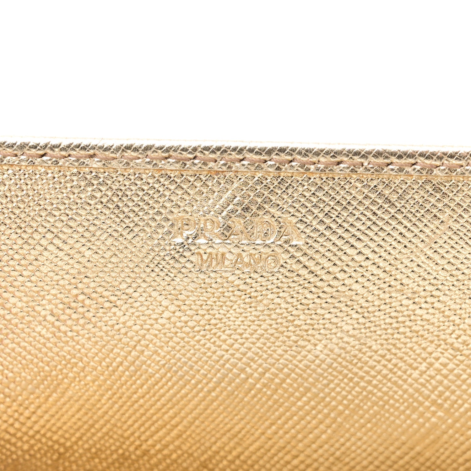 Prada Saffiano Metal Oro Chain Wallet Platino 6 of 8