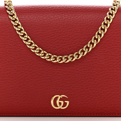 Gucci Dollar Calfskin Mini GG Marmont Chain Wallet Hibiscus Red 7 of 9