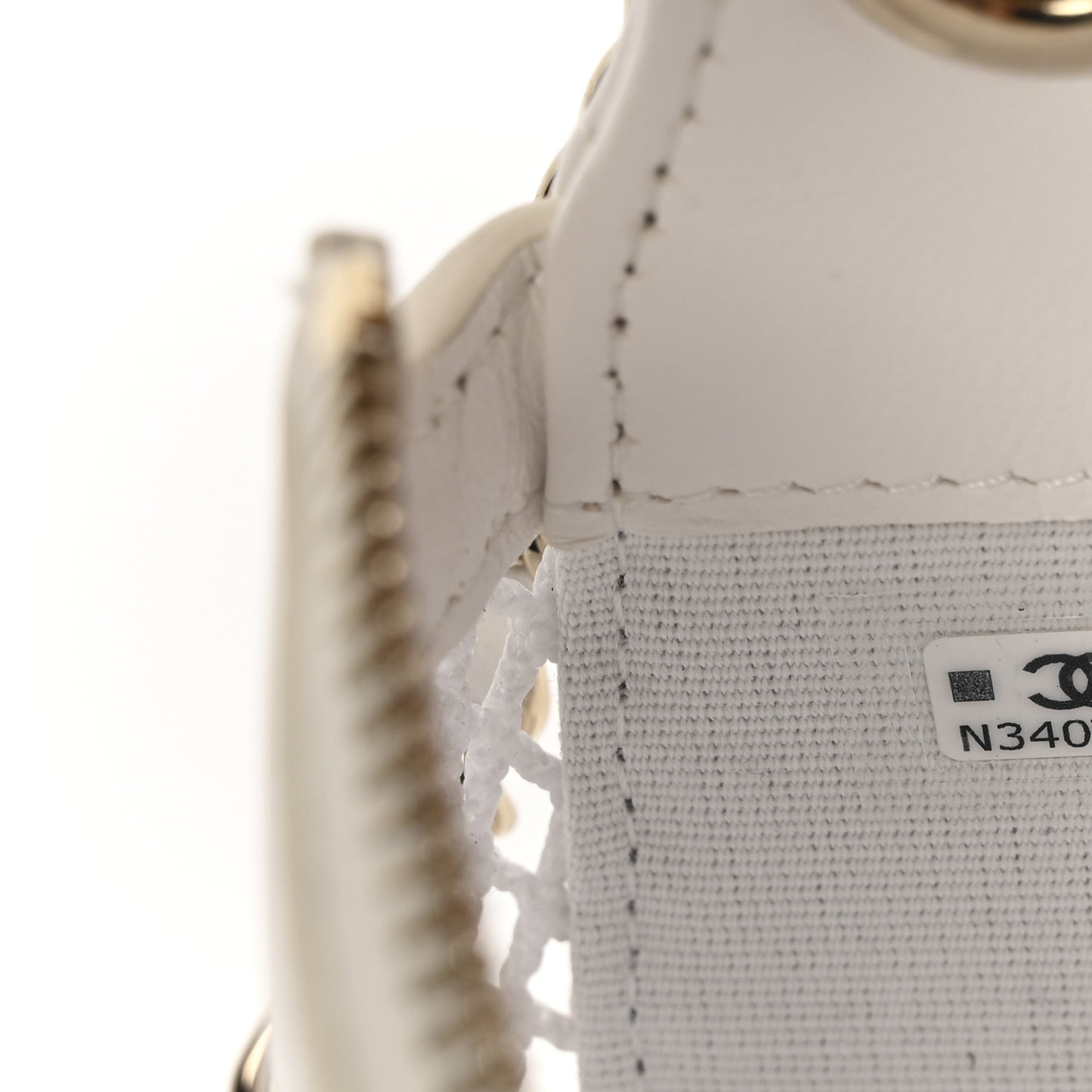 Mesh Shiny Lambskin Chain Hobo White