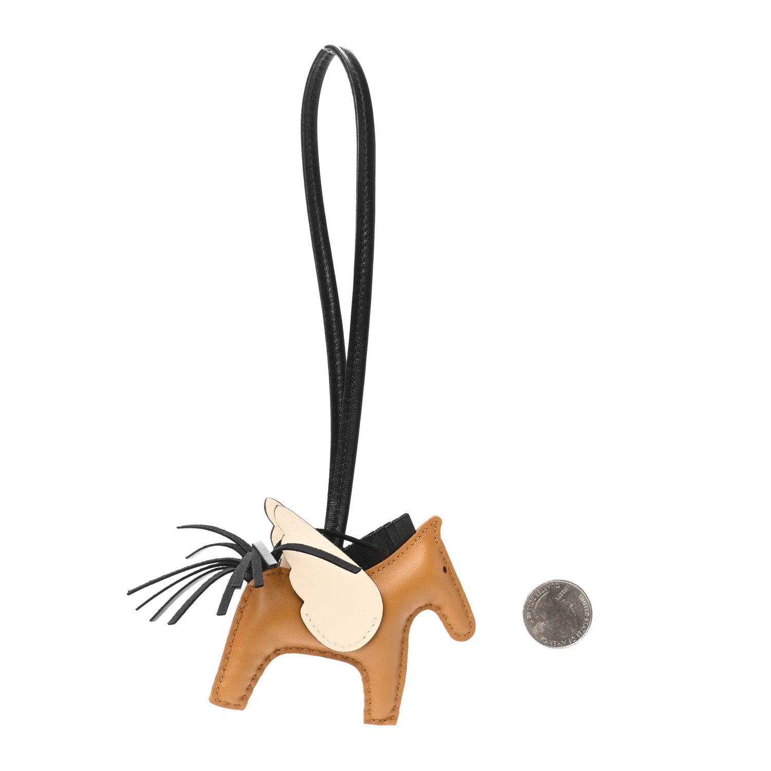 Hermes Milo Lambskin Grigri Rodeo Pegase Horse Bag Charm PM Sesame Black Nata 2 of 5