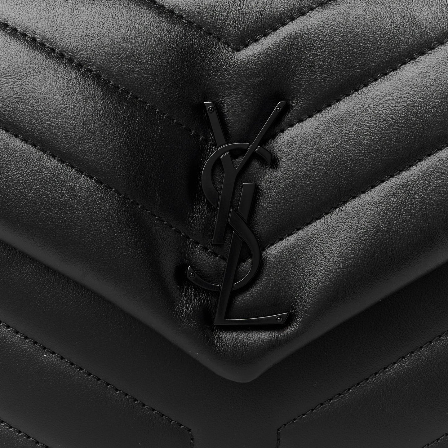 Calfskin Y Quilted Monogram Monochrome Small Loulou Chain Satchel Black