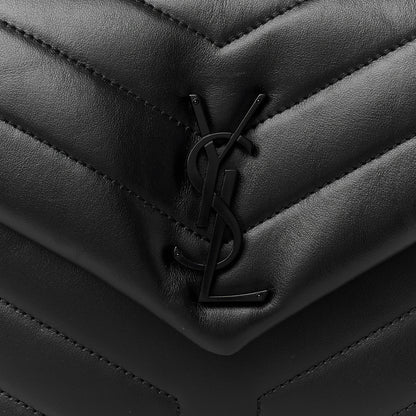 Saint Laurent Calfskin Y Quilted Monogram Monochrome Small Loulou Chain Satchel Black 9 of 12
