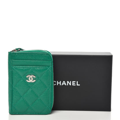 Chanel Caviar Quilted Zip Card Holder Green 7 of 7