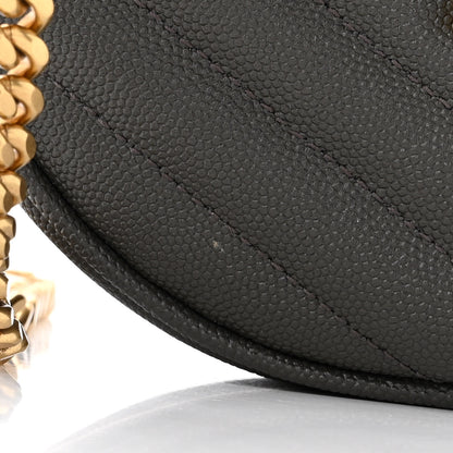 Saint Laurent Grain De Poudre Matelasse Chevron Quilted Round Vinyle Camera Bag Pebble 11 of 11