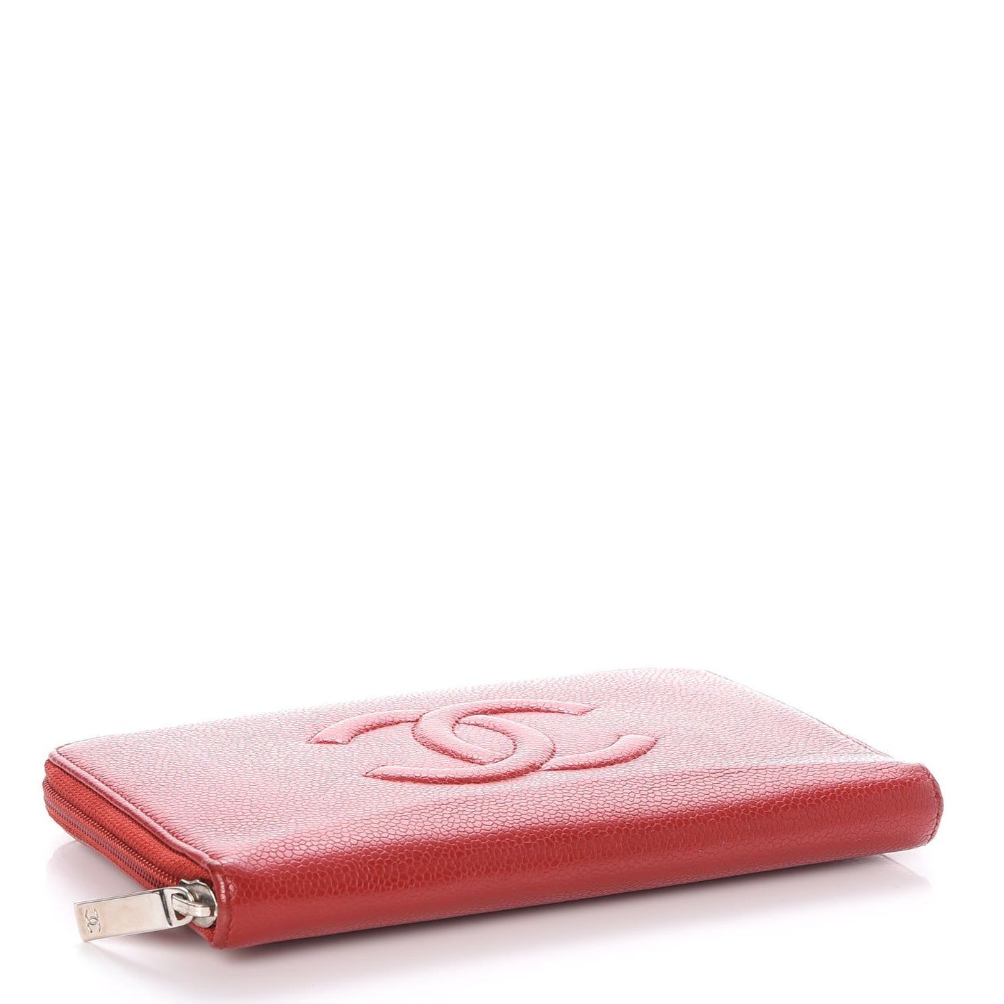 Caviar Large CC Timeless Zip Around Organizer Wallet Red
