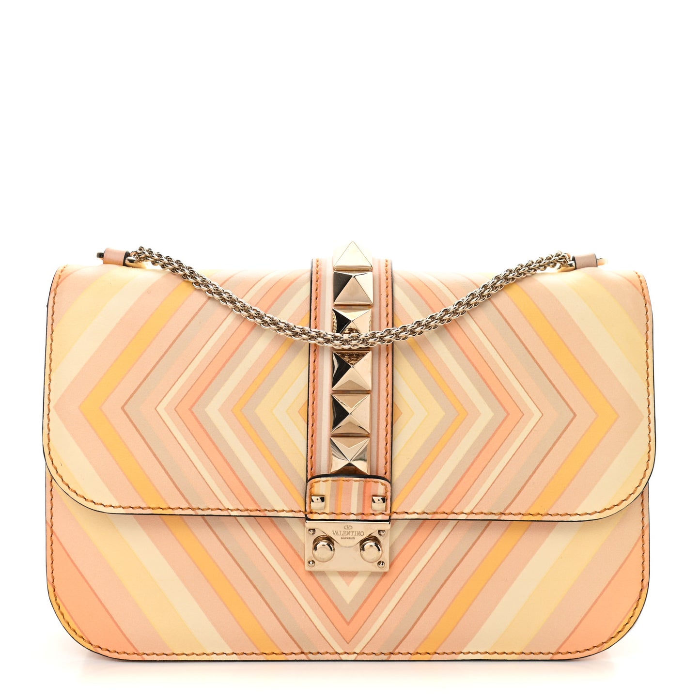 Vitello Native Couture 1975 Medium Glam Lock Rockstud Flap Mandarin Sorbet