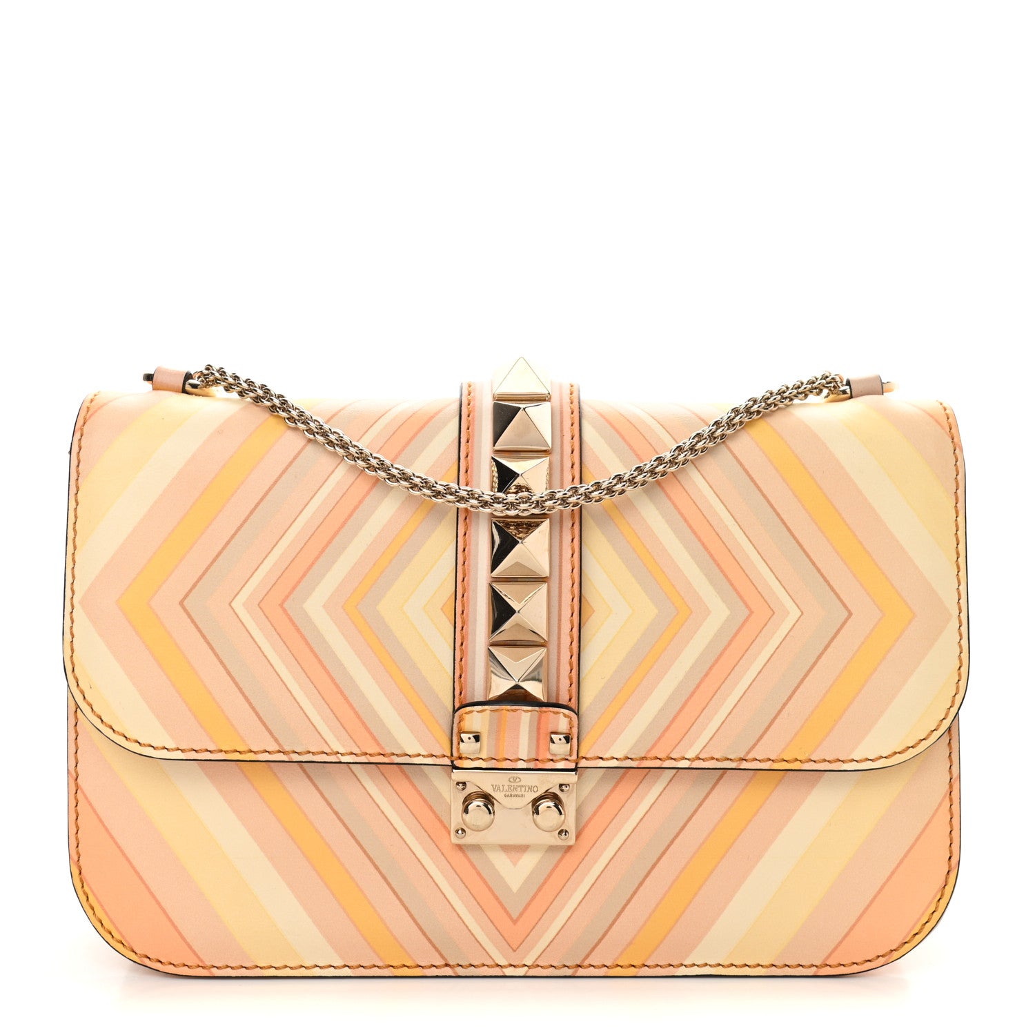 Valentino Garavani Vitello Native Couture 1975 Medium Glam Lock Rockstud Flap Mandarin Sorbet 1 of 9