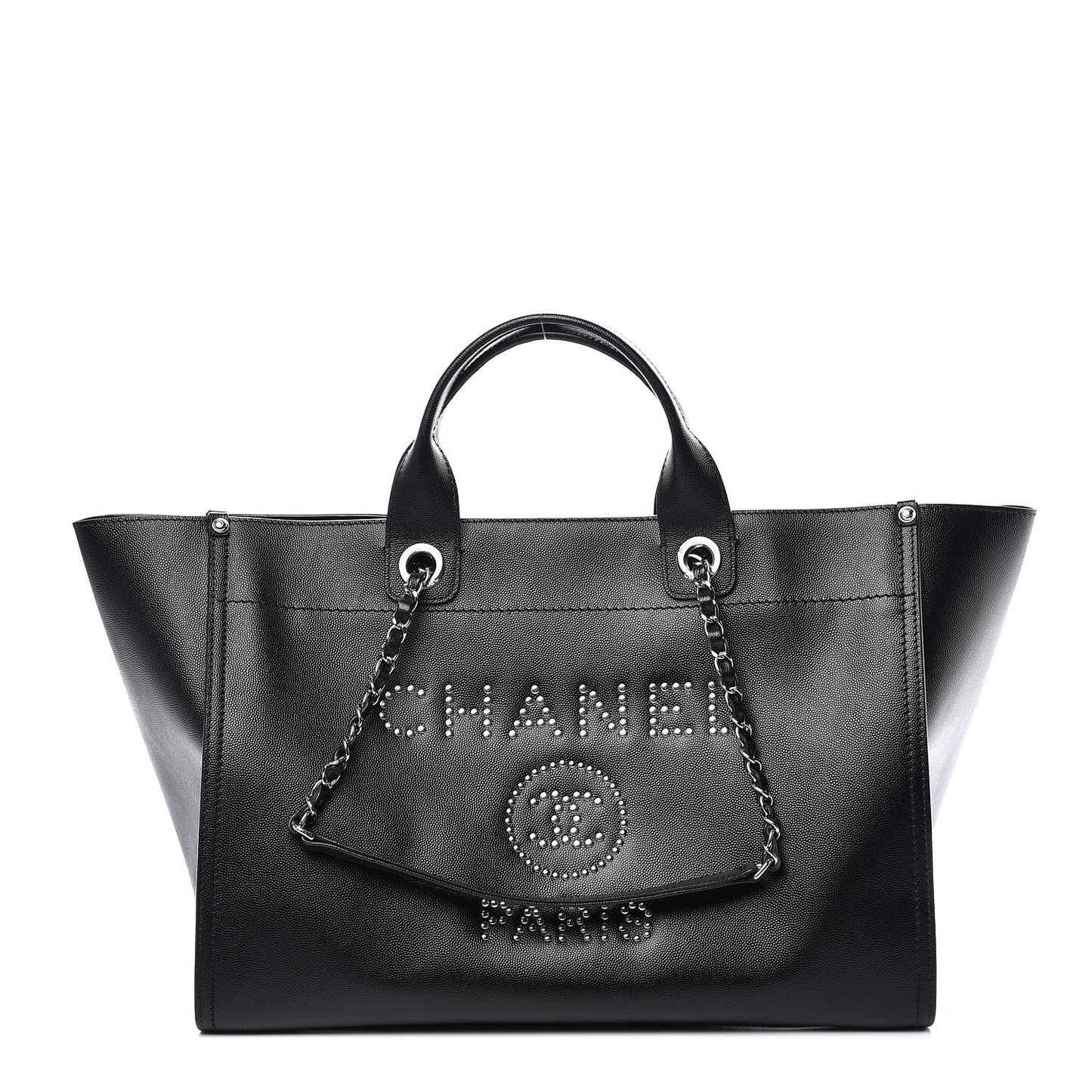 Caviar Large Studded Deauville Tote Black