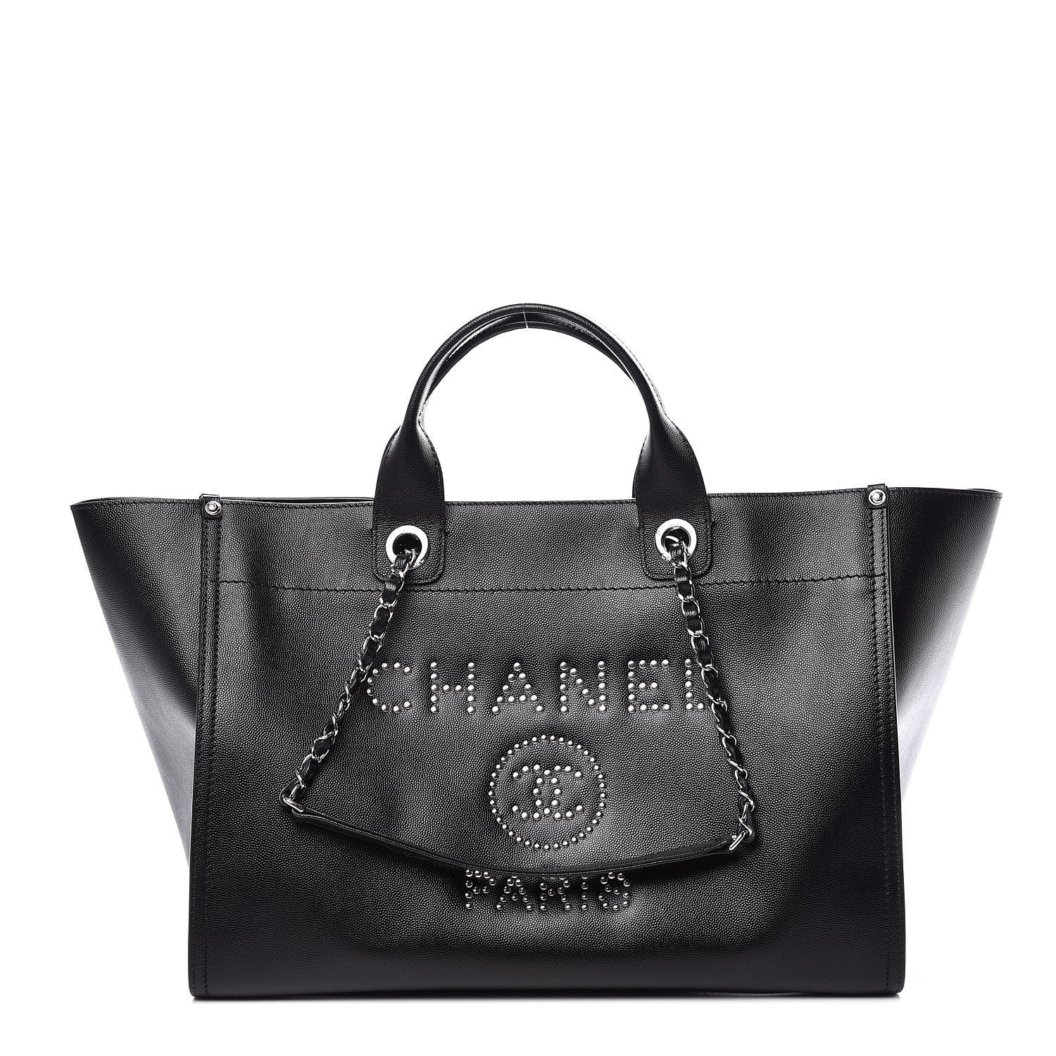 Chanel Caviar Large Studded Deauville Tote Black 1 of 10