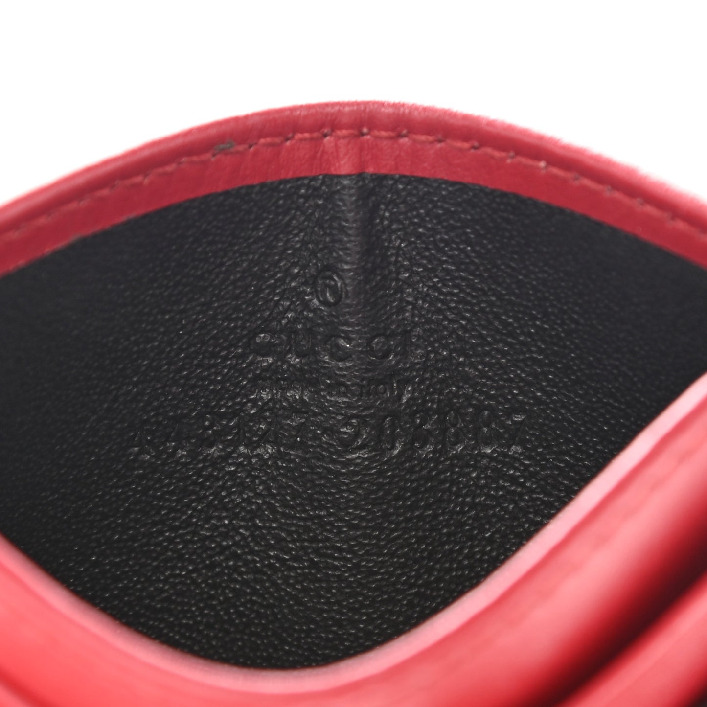 Calfskin Matelasse GG Marmont Card Holder Hibiscus Red