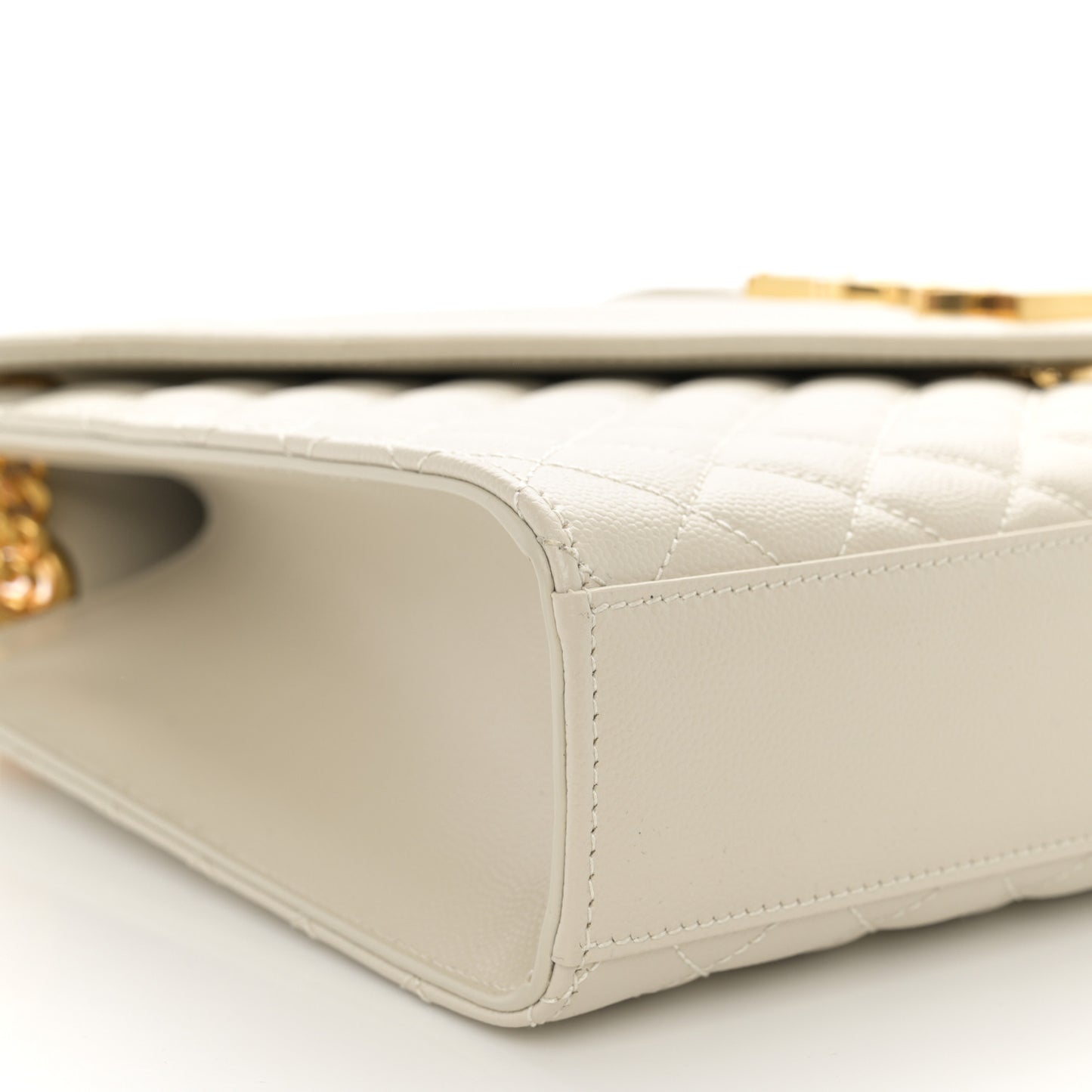 Grain De Poudre Textured Mixed Matelasse Large Triquilt Monogram Satchel Crema Soft