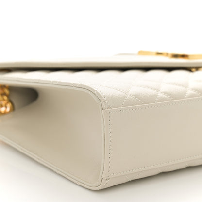 Saint Laurent Grain De Poudre Textured Mixed Matelasse Large Triquilt Monogram Satchel Crema Soft 10 of 10
