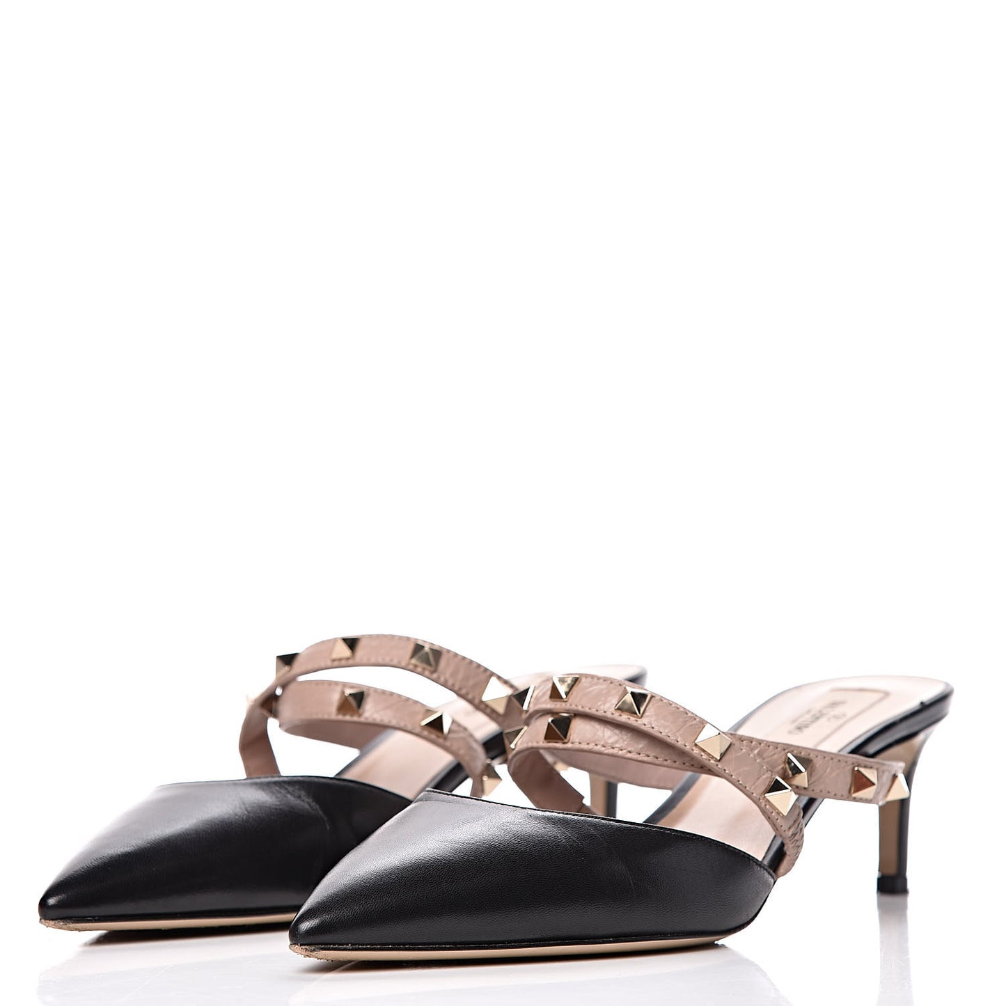 Nappa Rockstud Criss Cross 55mm Mules 38 Black Poudre