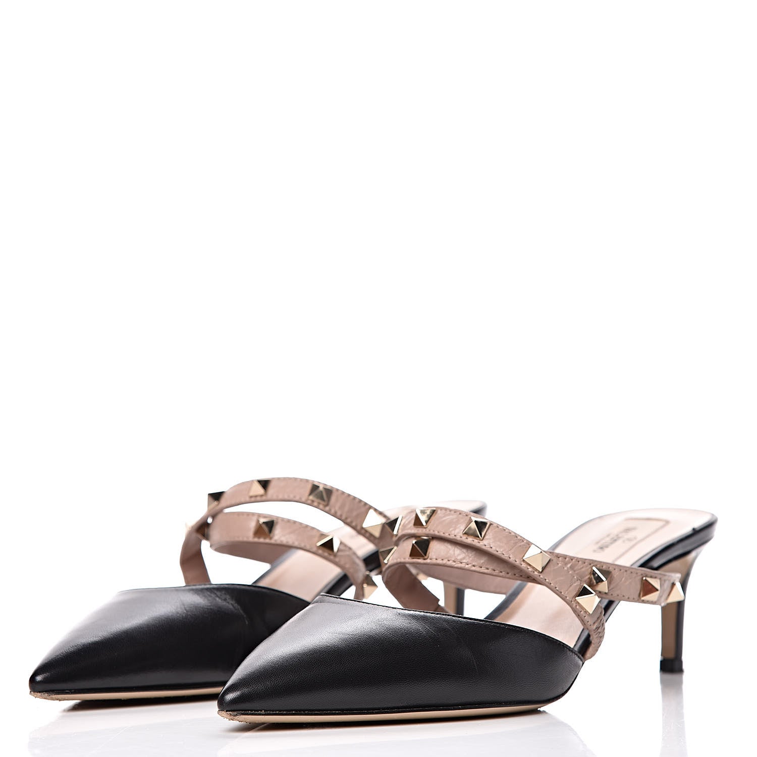 Valentino Garavani Nappa Rockstud Criss Cross 55mm Mules 38 Black Poudre 2 of 13