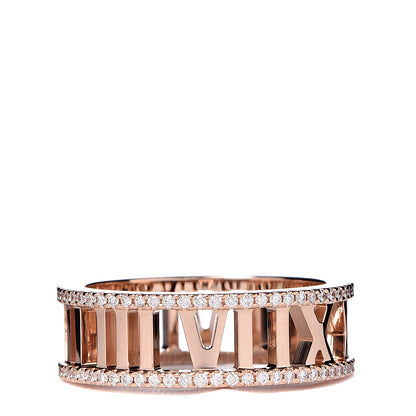 Tiffany 18K Rose Gold Diamond Atlas Open Pave Ring 56 7.5 1 of 4