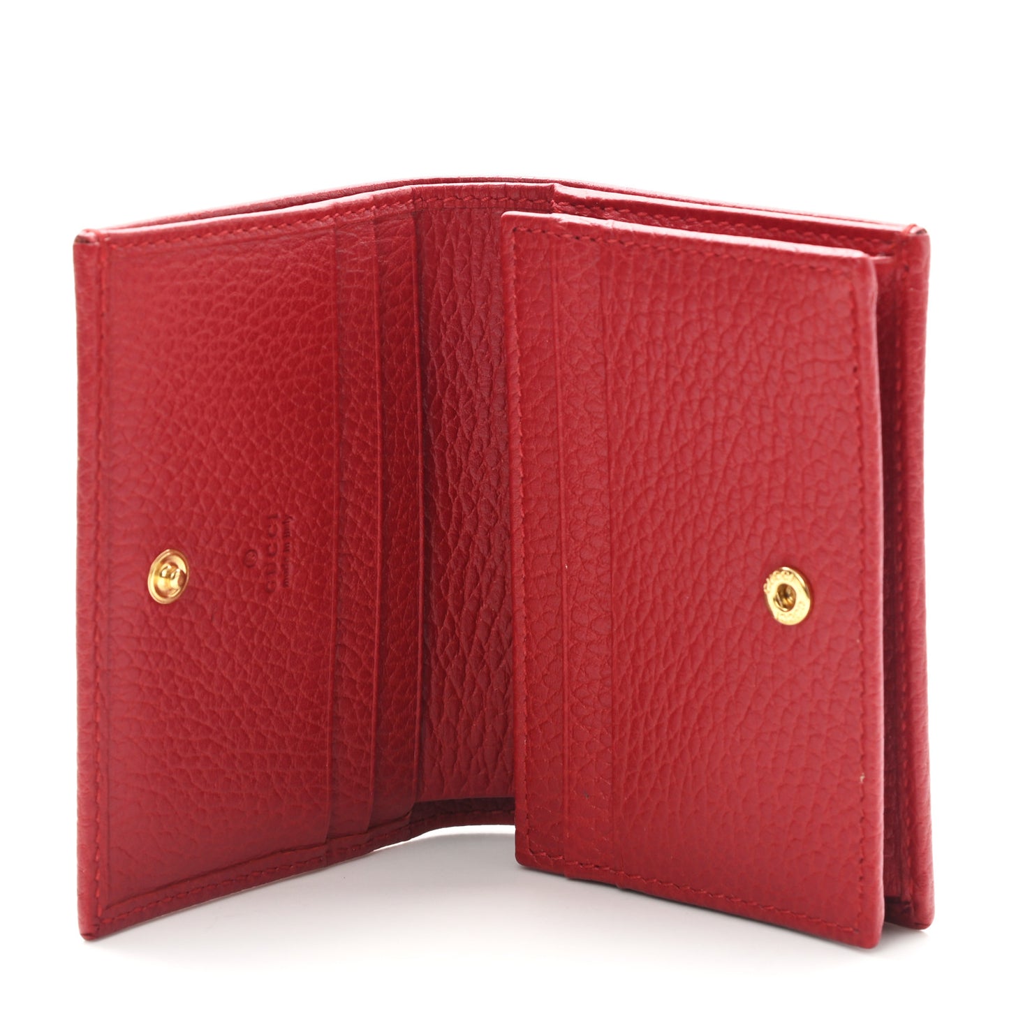 Pebbled Calfskin GG Marmont Card Case Hibiscus Red