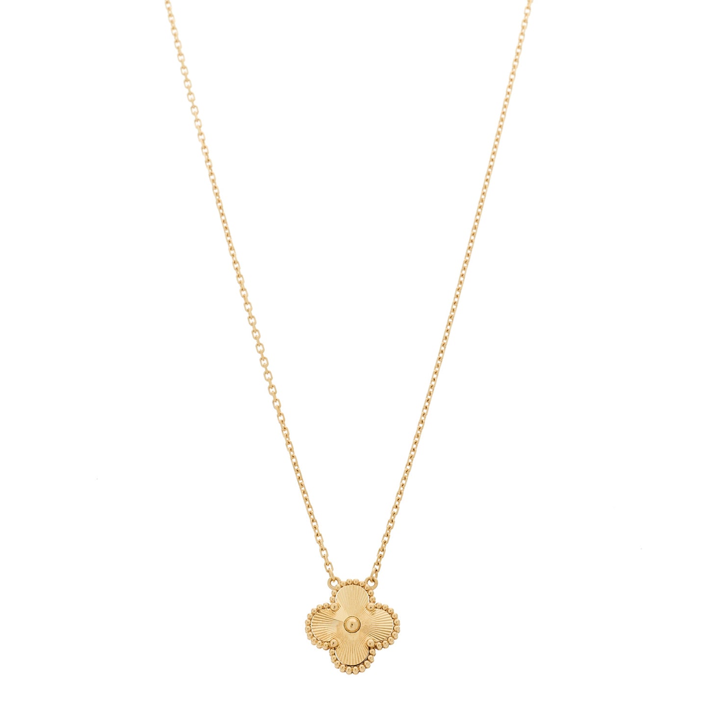 18K Yellow Gold Guilloche Vintage Alhambra Pendant Necklace