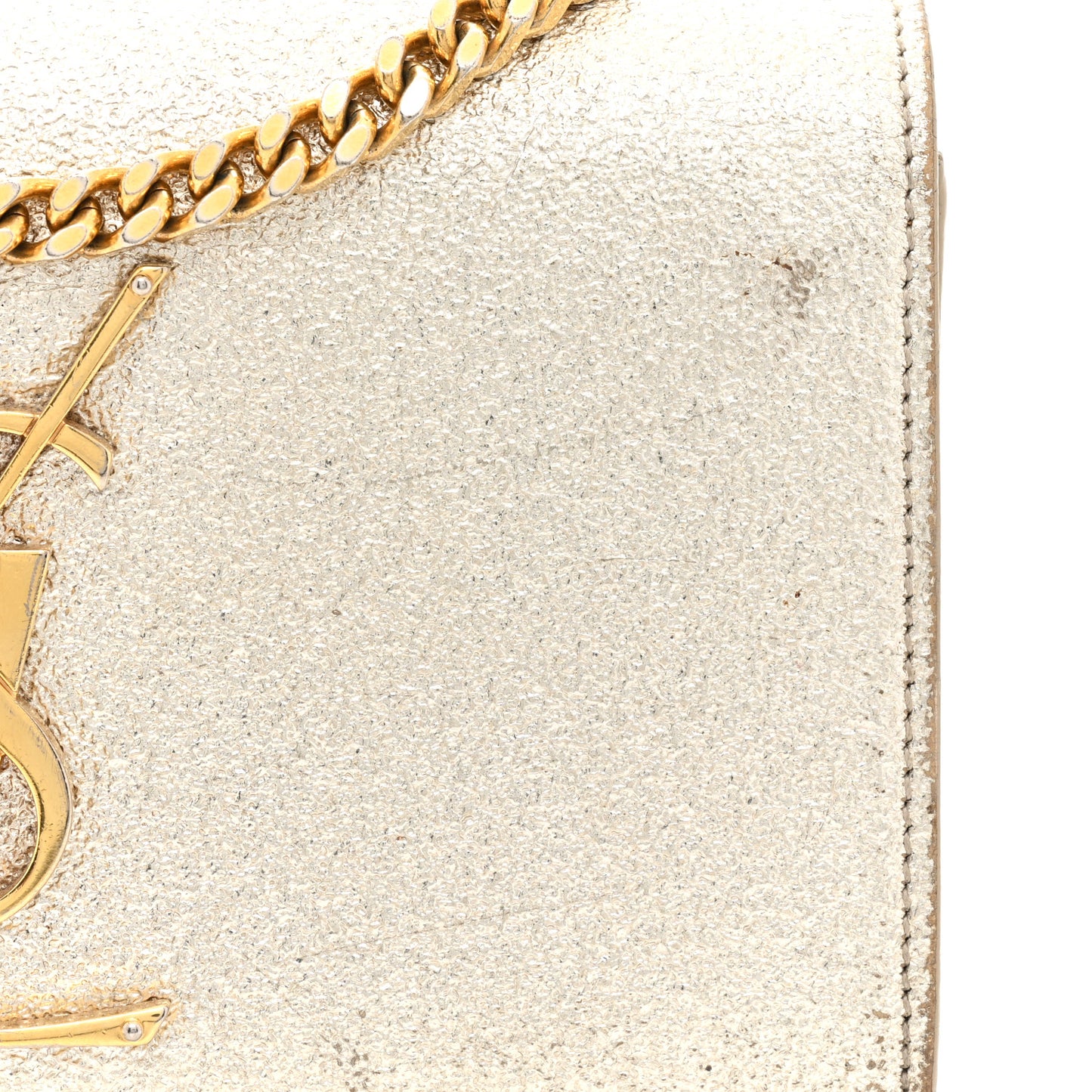 Metallic Calfskin Small Classic Monogram Kate Satchel Pale Gold