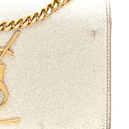Saint Laurent Metallic Calfskin Small Classic Monogram Kate Satchel Pale Gold 17 of 17