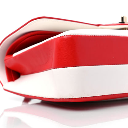 Chanel Lambskin Geometric Colorblock Medium Double Flap Red White 8 of 9