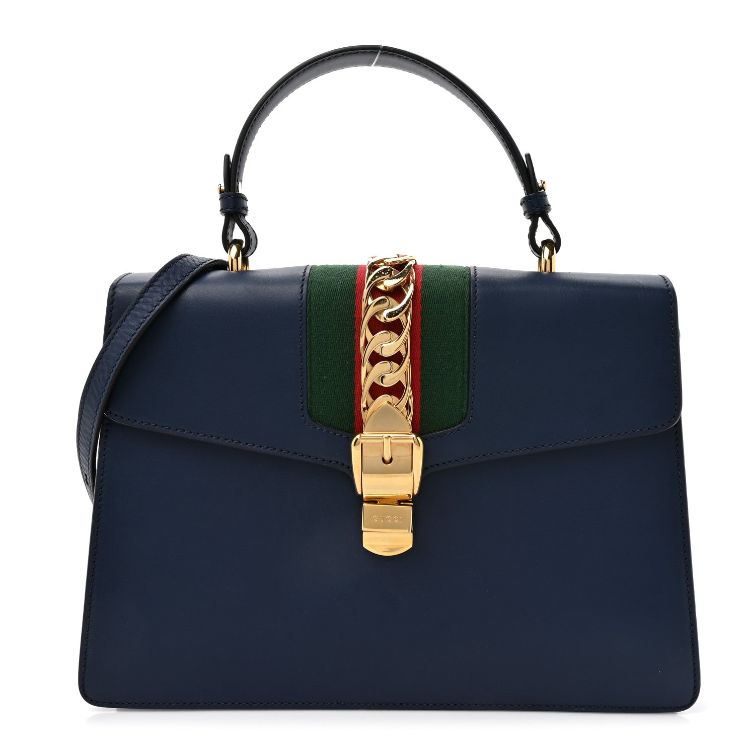 Gucci Calfskin Medium Sylvie Top Handle Bag Blue 1 of 14