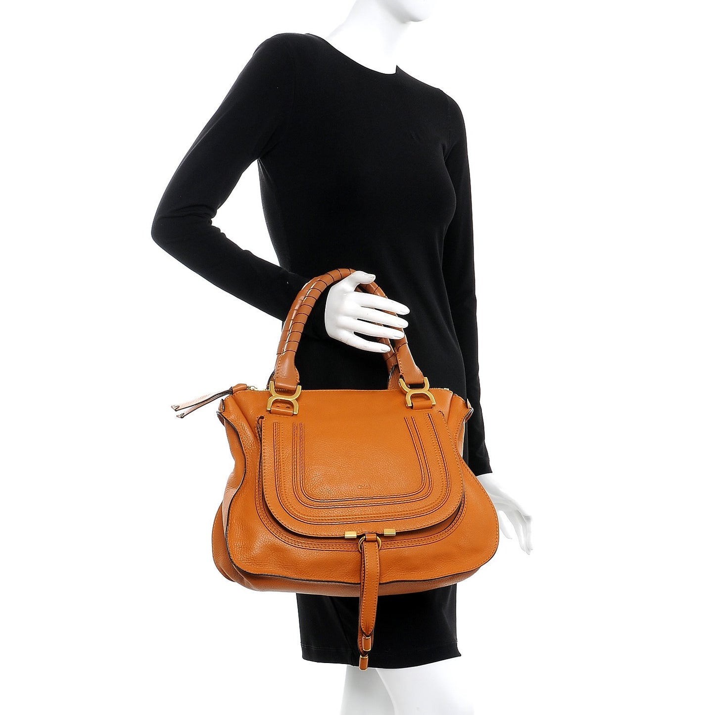 Calfskin Medium Marcie Satchel Light Tan