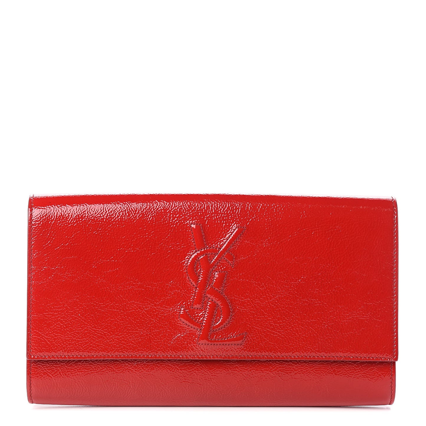Textured Patent Monogram Large Belle De Jour Clutch Red