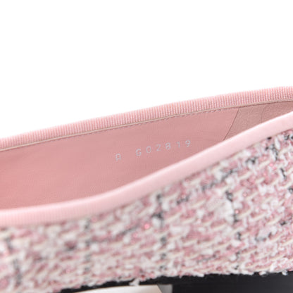 Chanel Tweed Grosgrain Cap Toe Ballerina Flats 38 Pink Black 8 of 17