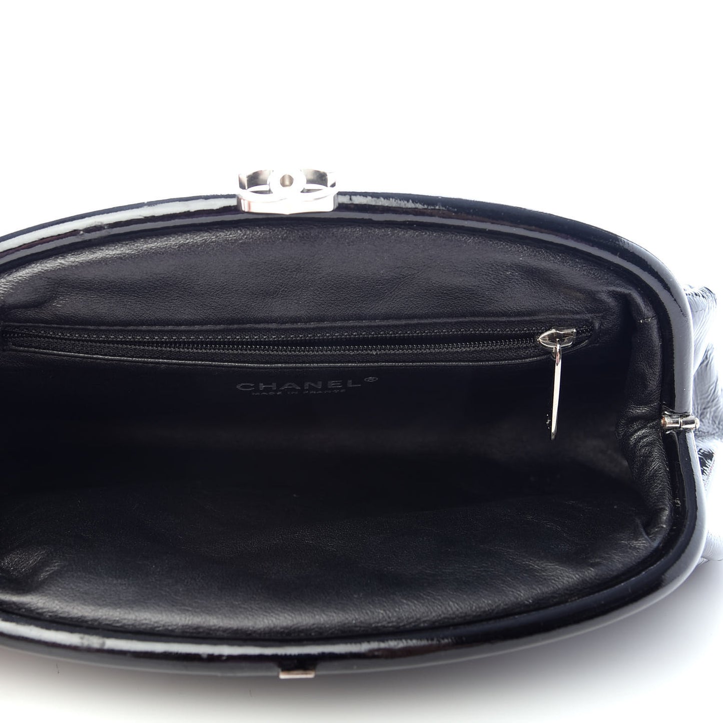Distressed Patent Quilted Timeless Clutch Black