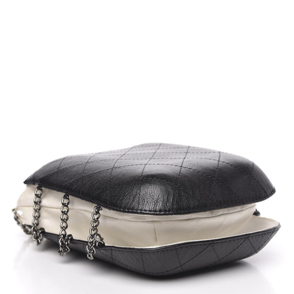 Chanel Aged Calfskin Quilted Gabrielle Bucket White Black 4 of 11