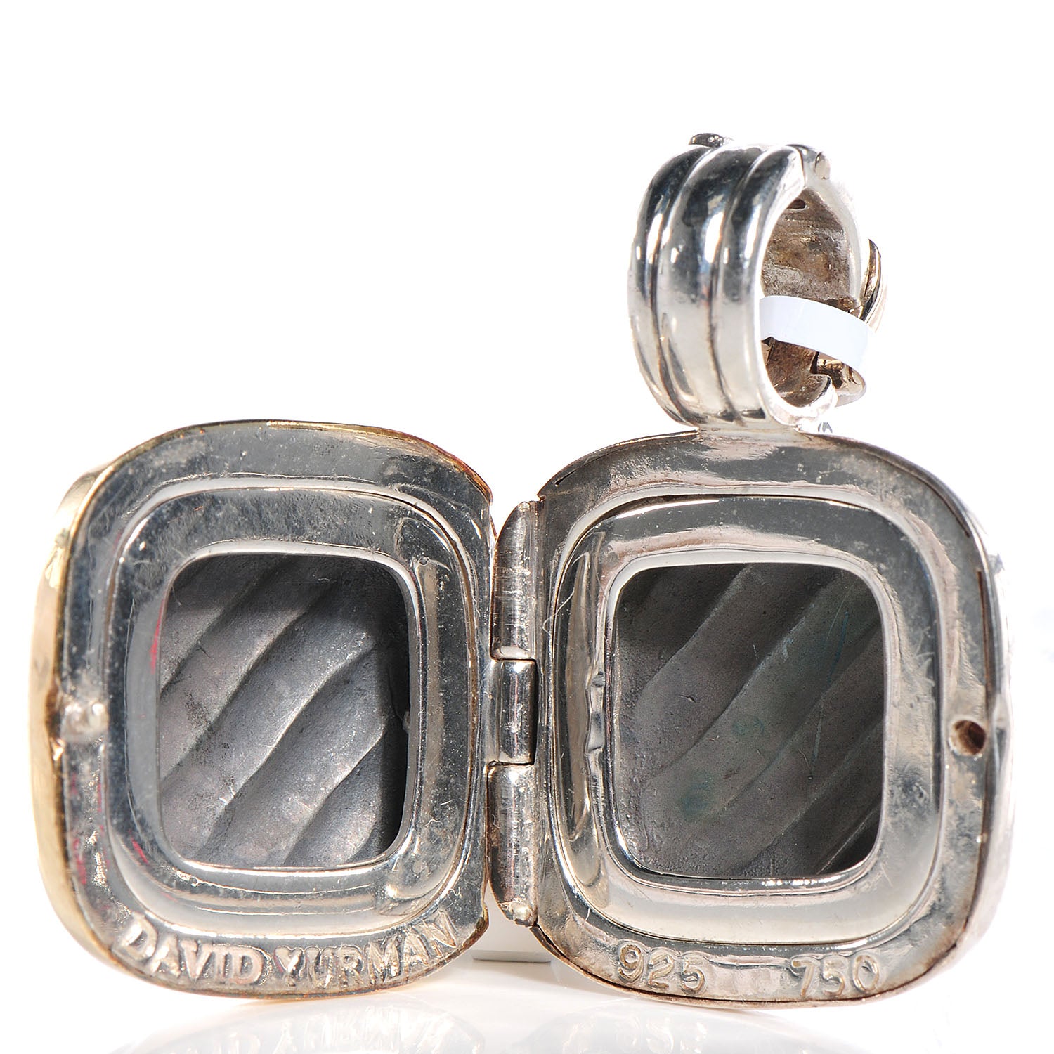 David Yurman Sterling Silver 18k Yellow Gold Sculpted Cable Locket 5 of 6