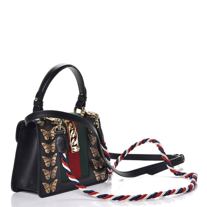 Gucci Calfskin Animal Studs Mini Sylvie Top Handle Bag Black 4 of 13