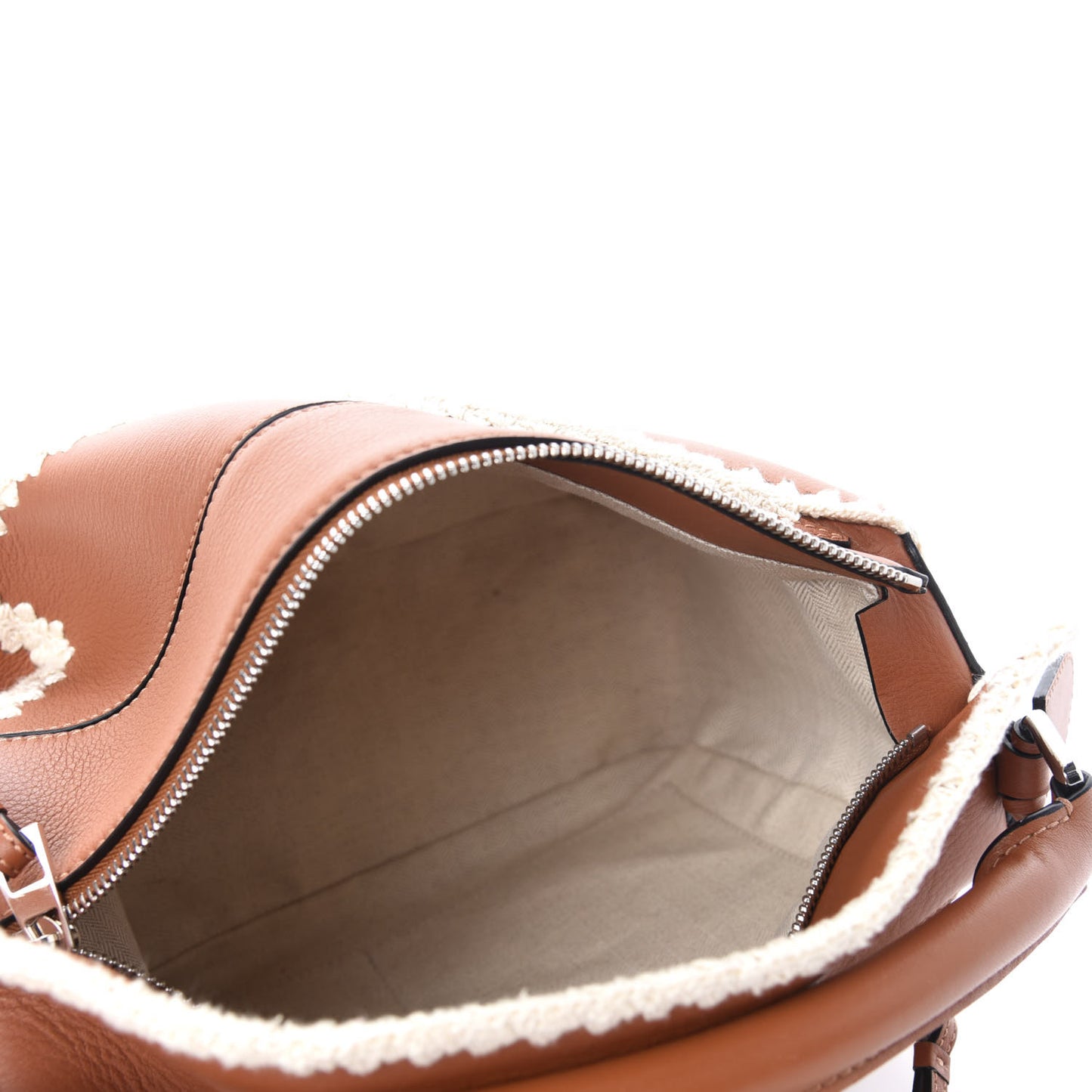 Calfskin Crochet Trim Medium Puzzle Bag Tan