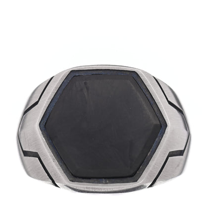 David Yurman Sterling Silver Forged Carbon Signet Ring 61 9.75 1 of 5