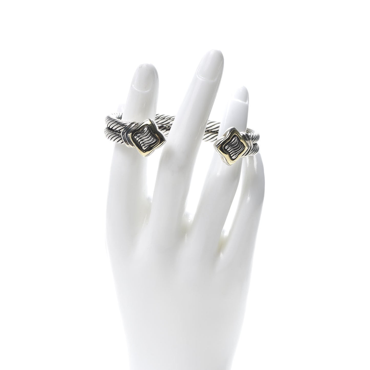 Sterling Silver 18K Yellow Gold 10mm Quatrefoil Cable Bracelet