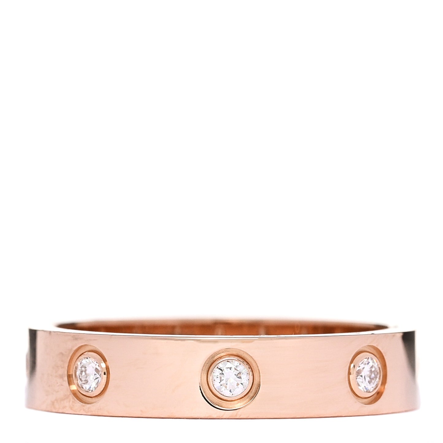 18K Pink Gold 8 Diamond 4mm LOVE Wedding Band Ring 52 6