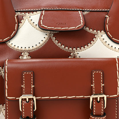 Chloe Nappa Shiny Calfskin Scallop Patchwork Medium Edith Day Bag Sepia Brown 7 of 11