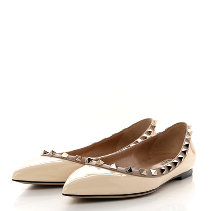 Valentino Garavani Patent Rockstud Ballerina Flats 37 Light Ivory Poudre 3 of 9