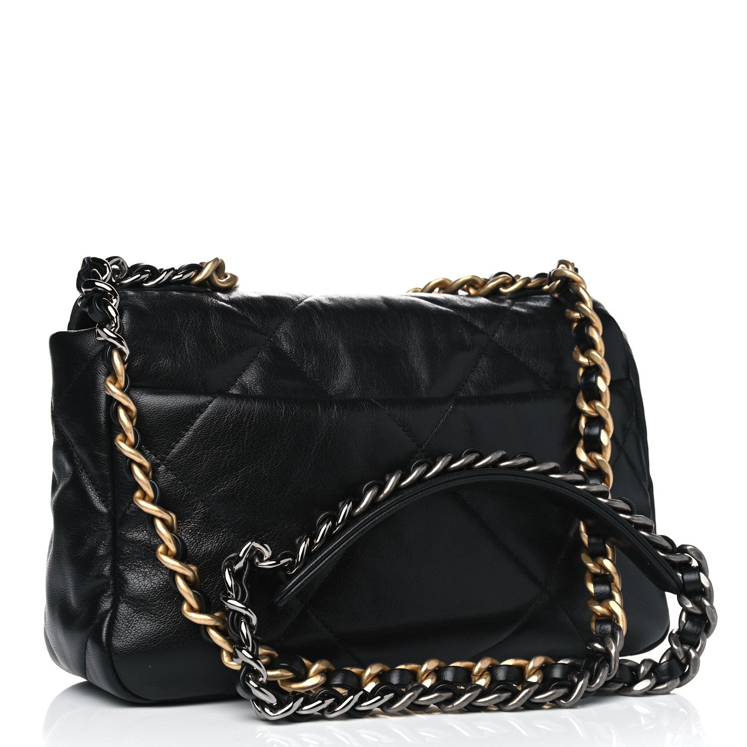 Chanel Shiny Goatskin Quilted Medium Chanel 19 Flap Black 2 of 4