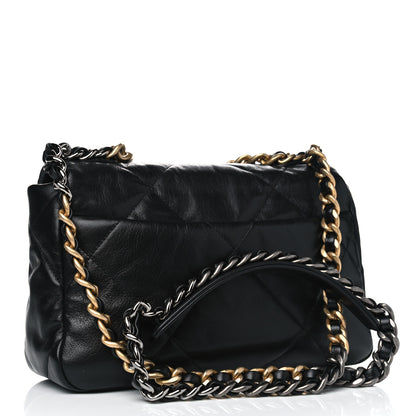 Chanel Shiny Goatskin Quilted Medium Chanel 19 Flap Black 2 of 4