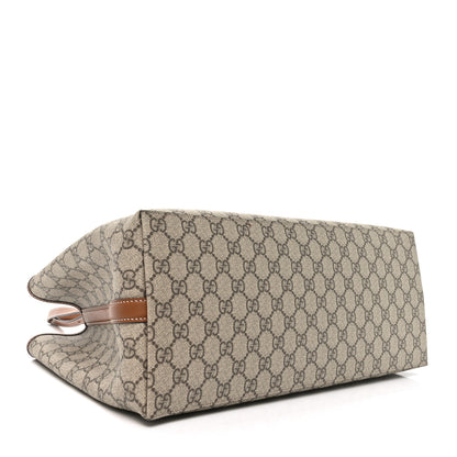 Gucci GG Supreme Monogram Emblem Large Tote Bag Beige Dark Brown 4 of 9