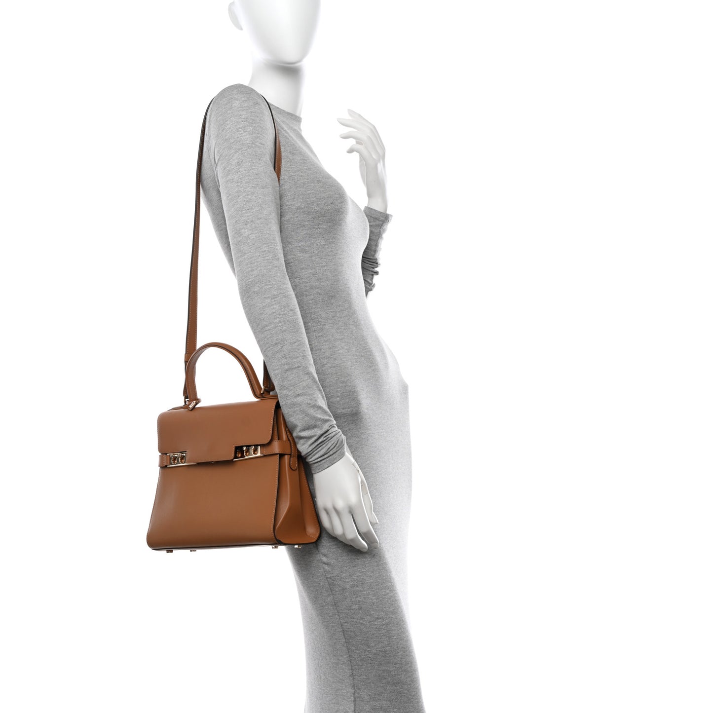 Calfskin MM Tempete Satchel Camel