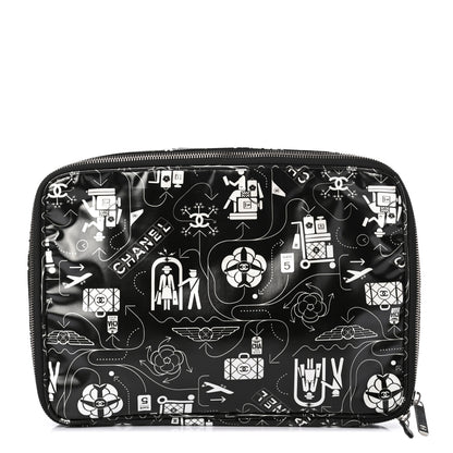 Chanel Coated Canvas Airline Cosmetic Travel Bag Black White 1 of 7