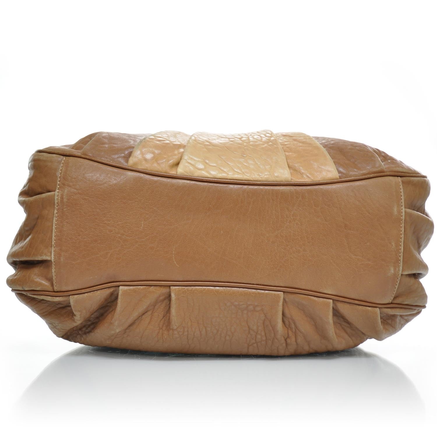 Fendi Crinkled Lambskin Colorblock Mia Tote Camel Osso Naturale 5 of 9