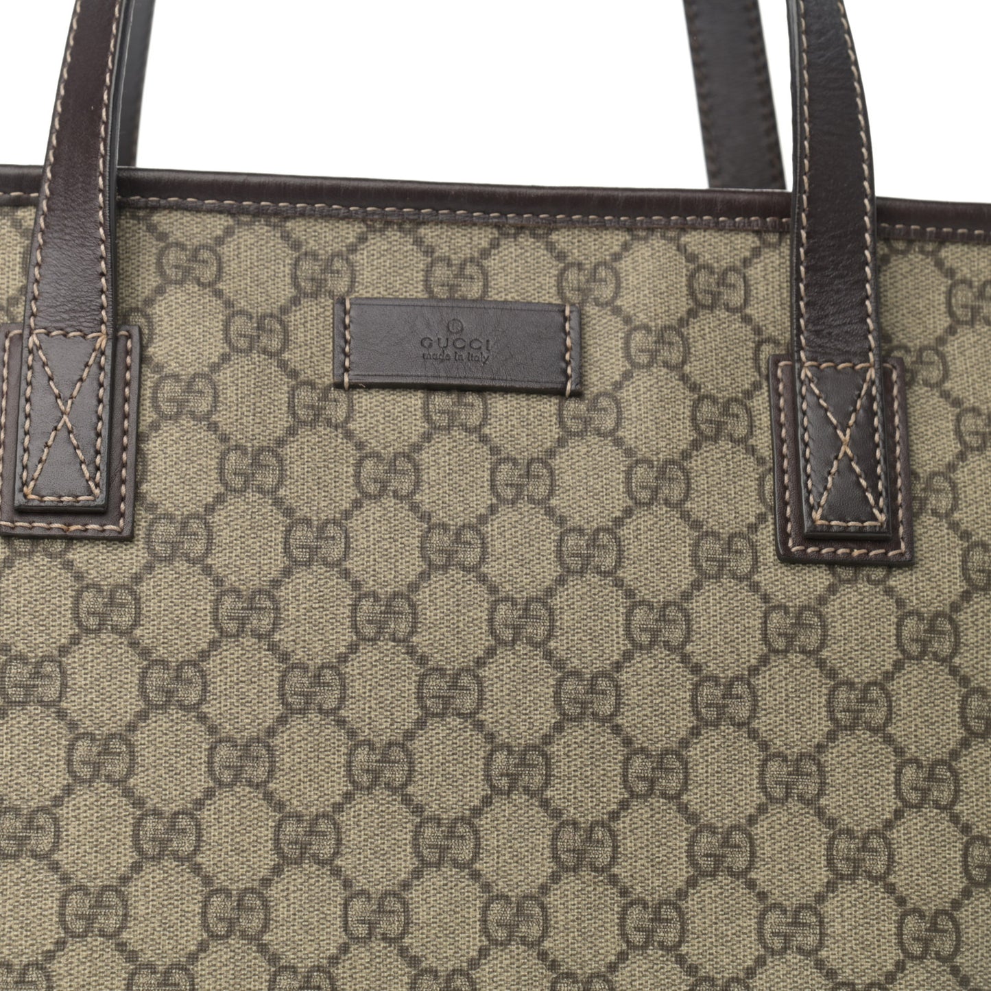 GG Supreme Monogram Large Zippered Shopping Tote Brown
