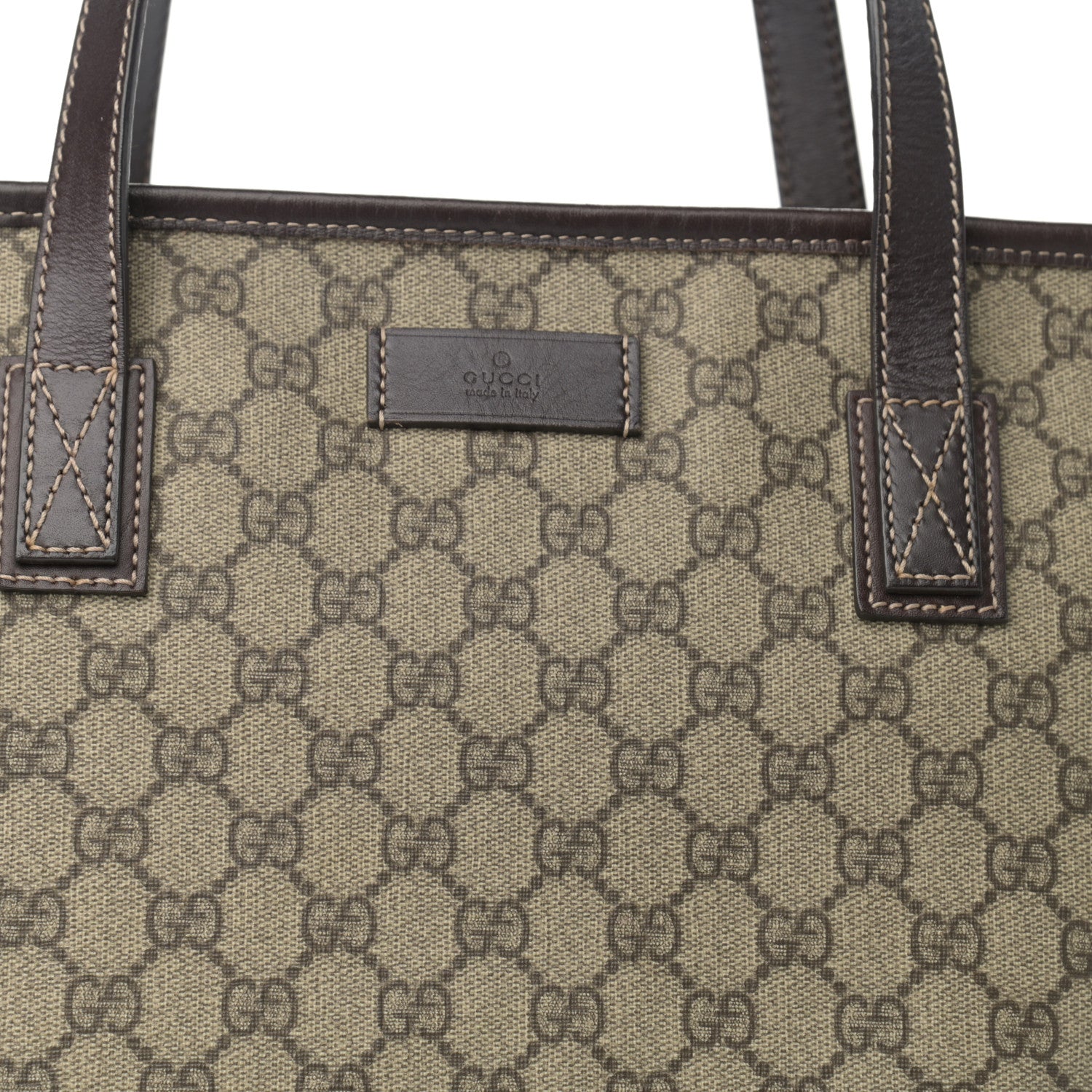 Gucci GG Supreme Monogram Large Zippered Shopping Tote Brown 8 of 10